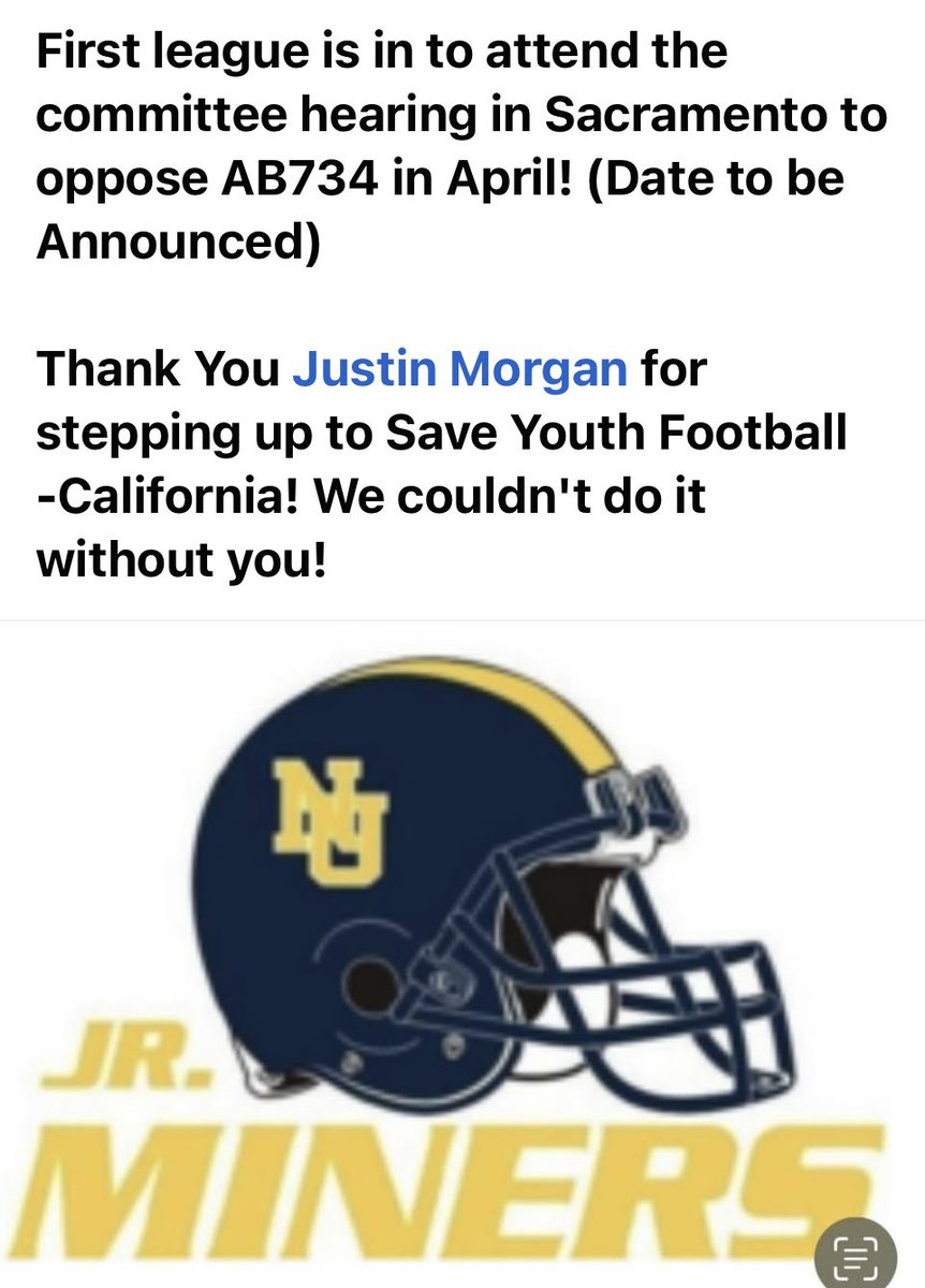 saveyouthfbca's tweet photo. Getting ready to oppose the California youth 🏈 ban at the Capitol in April! (Date TBA) 

If you’re interested In opposing this outrageous bill in person in Sacramento: email syfc2023@outlook.com 
@chriscfore @cayfalliance @Youth_Football @HSFBamerica #noAB734 https://t.co/YzVJ9Z2aUf