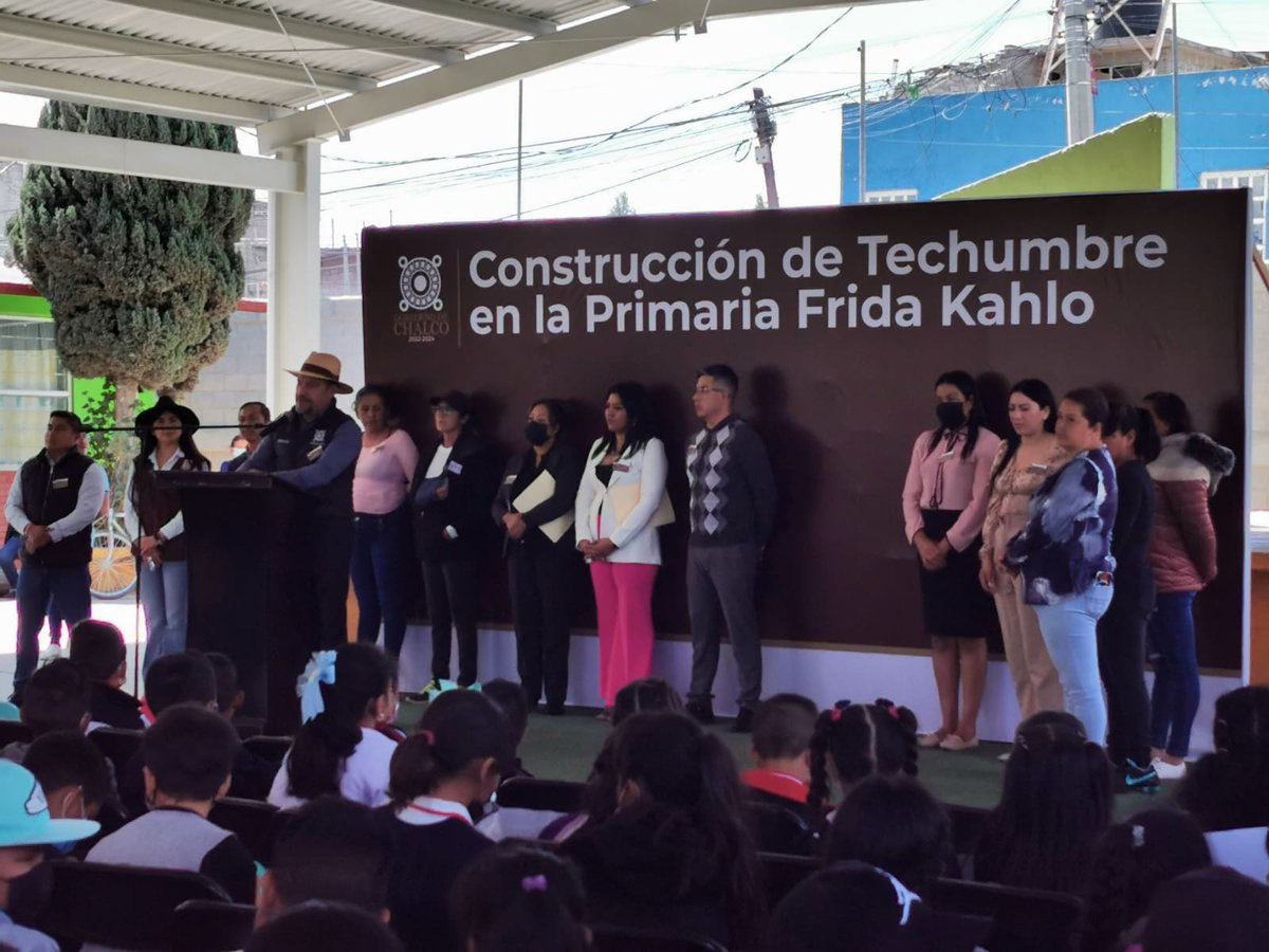JernimoMondrag3's tweet photo. Inauguración del arco techo de la Escuela Primaria Frida Kahlo, de la Zona P214, Chalco, México https://t.co/1GXsPhd6Ox