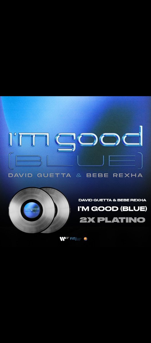 I'm Good (Blue)' di <a href="/davidguetta/">David Guetta</a> &amp; @BebeRrxha conquista il DOPPIO PLATINO💿💿
Congratulazioni
<a href="/FIMI_IT/">FIMI</a>
#DavidGuetta
#BebeRexha