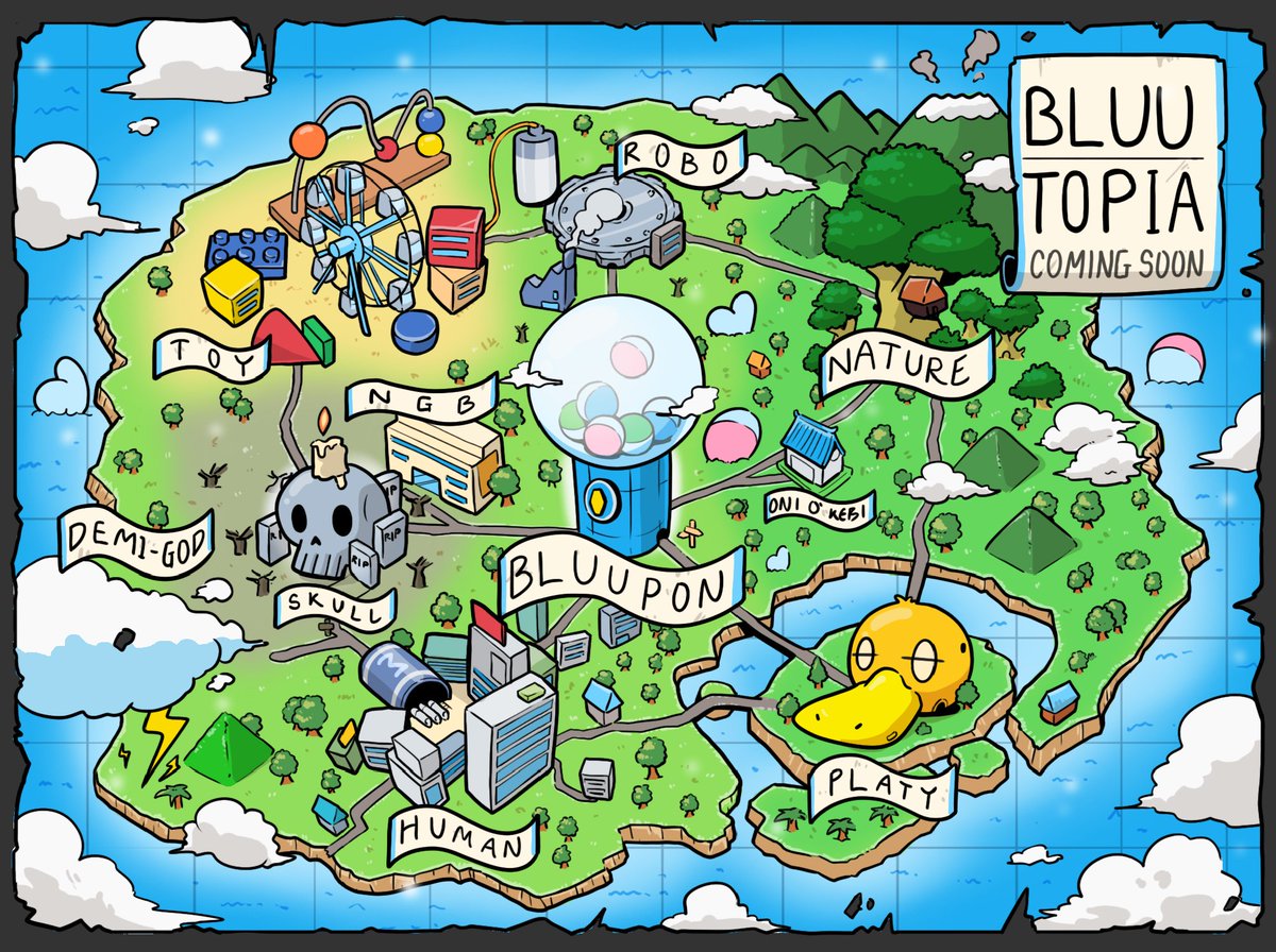 BluutopiaNFT's tweet photo. Wait, is that a map of bluutopia? It's full of unknowns but seems like a hell of fun for me! ✨💊

Does that mean... #bluuish? 👀 https://t.co/KFthyPY7pb