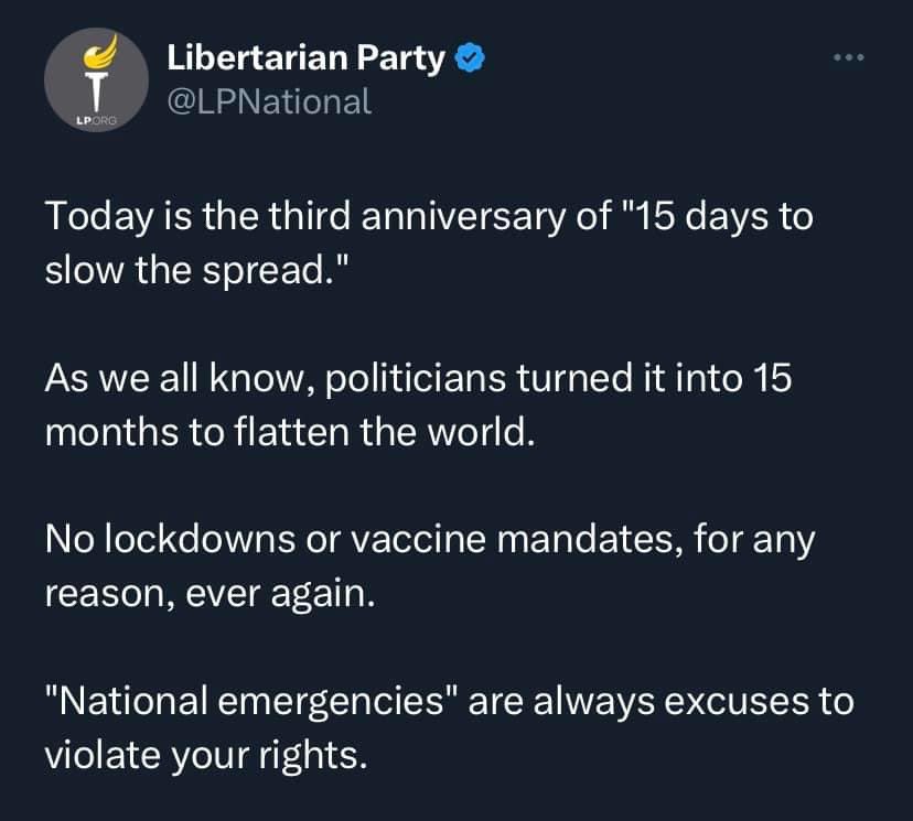 #SlowTheSpread #Lockdowns #Mandates #TakingYourFreedom #NeverAgain