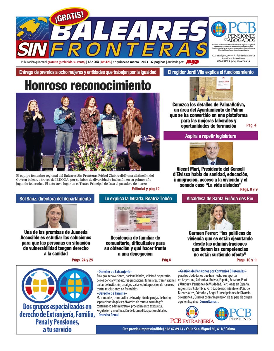 La portada de la primera edición de marzo. 
Ibiza tiene gran protagonismo esta vez. Haremos el reparto en esa Isla dentro de pocas horas. 
En Mallorca distribuimos el fin de semana y el lunes. 
Gracias a quienes confían en nuestro trabajo. Lo nuestro... desde hace 20 años.