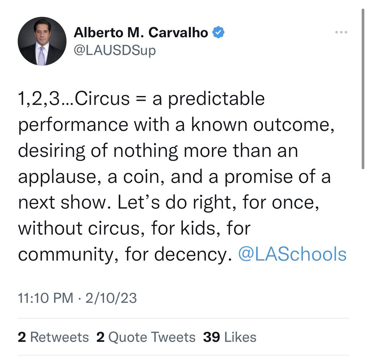 SEIULocal99's tweet photo. This strike is about respect! Statement from Max Arias, our Executive Director on LAUSD’s unlawful practices.

@LAUSDSup may have deleted it, but we won’t forget your Feb.10 tweet, that characterized our union activities as a “circus” https://t.co/AiK9JNp9H0 https://t.co/o9NTrX70Ha