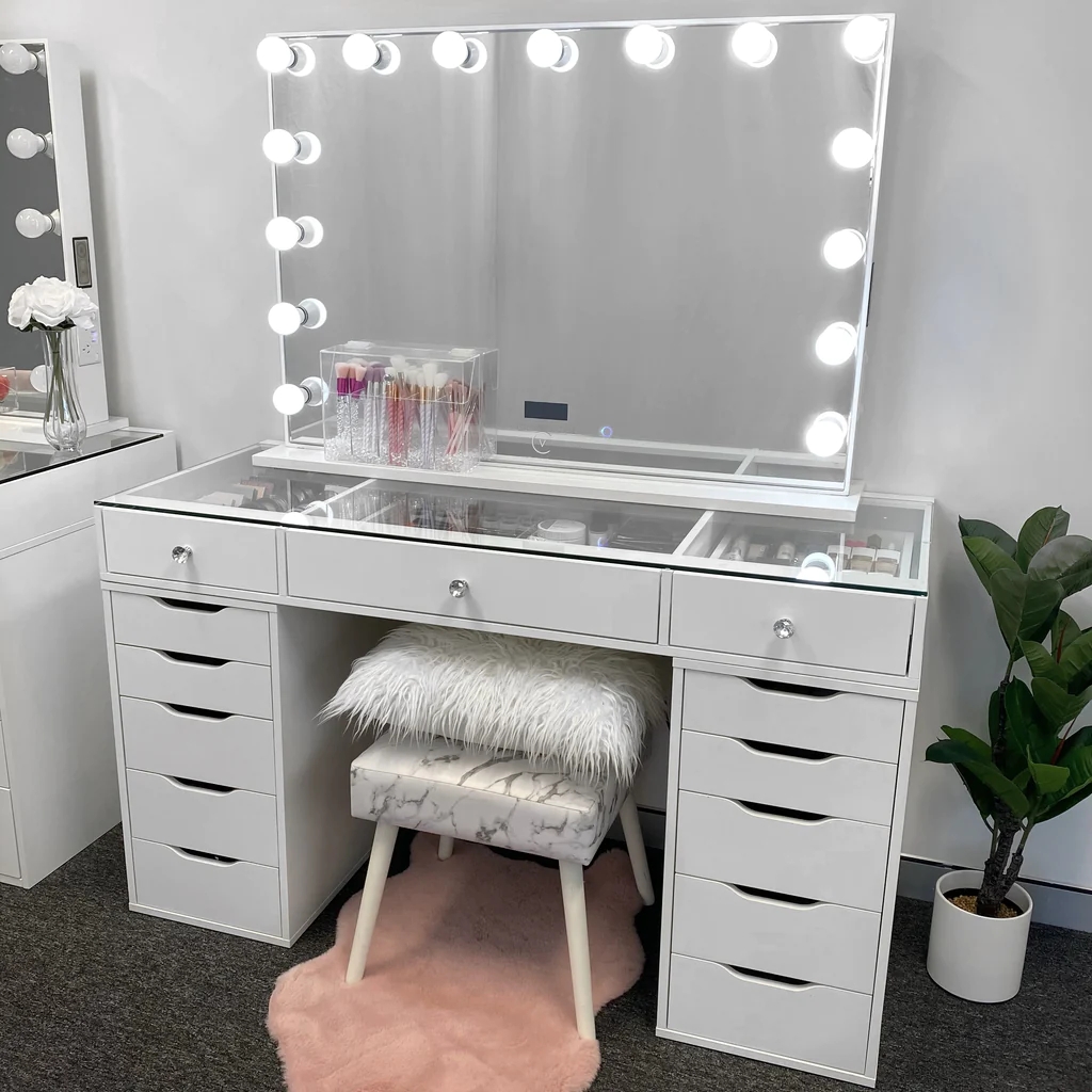 Vanity makeup dressing set #hollywoodmirror#dressingtable#makeupmirror#dessingset#factory#vanity#luxury