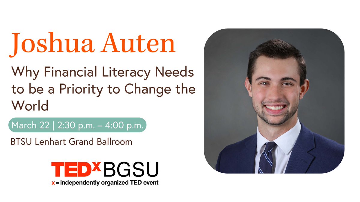 In financially capable communities, everyone benefits. Most know this but how do we reach those in underserved communities? Hear #BGSU student <a href="/auten_joshua/">Josh</a> inspire change Mar. 22 at the second annual TEDxBGSU event hosted by <a href="/themarvincenter/">BGSU Marvin Center</a>.

Learn more: bgsu.edu/tedx