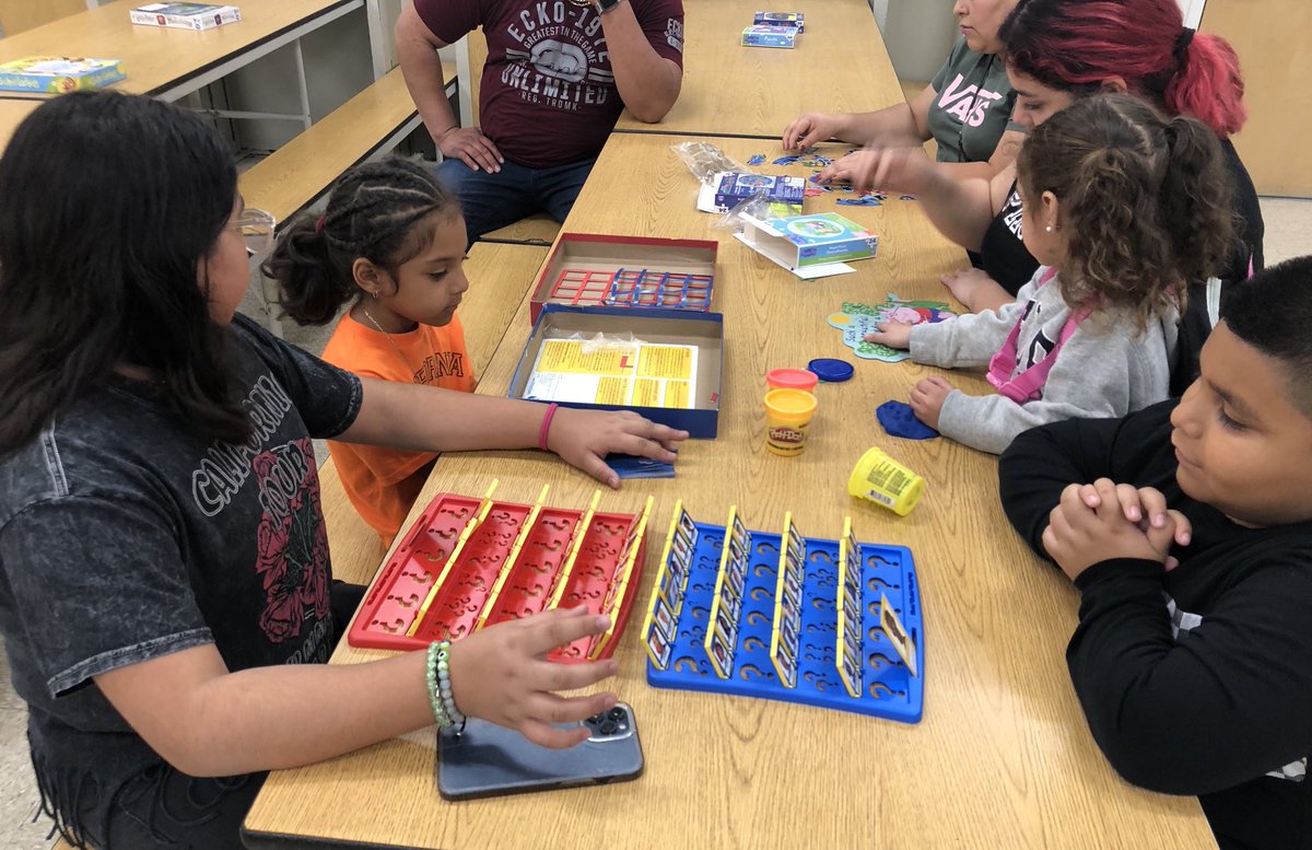 Brother and sister are playing a tough game of Guess Who! Thank you ⁦<a href="/CotsenAoT/">ART of TEACHING</a>⁩ for providing the grant! #SoMuchFamilyFun #WeAreRUSD #FamilyEngagement ⁦<a href="/_JulieMitchell_/">Julie Mitchell</a>⁩ ⁦<a href="/RowlandSchools/">Rowland Schools</a>⁩