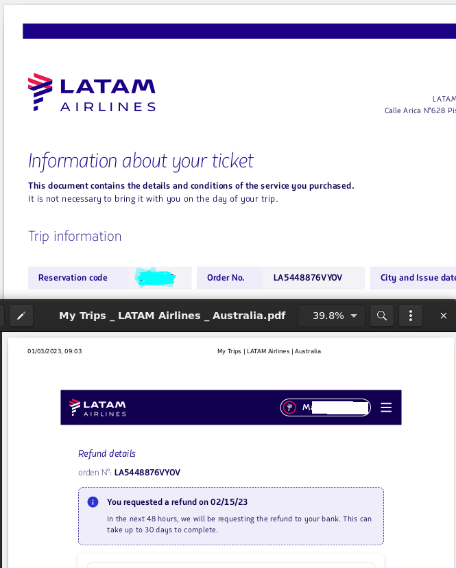 marcelopm's tweet photo. @LATAM_AUS I requested a refund for a ticket 30 days ago but still haven't received the funds back. What's going on? https://t.co/UrqOaJjtFU