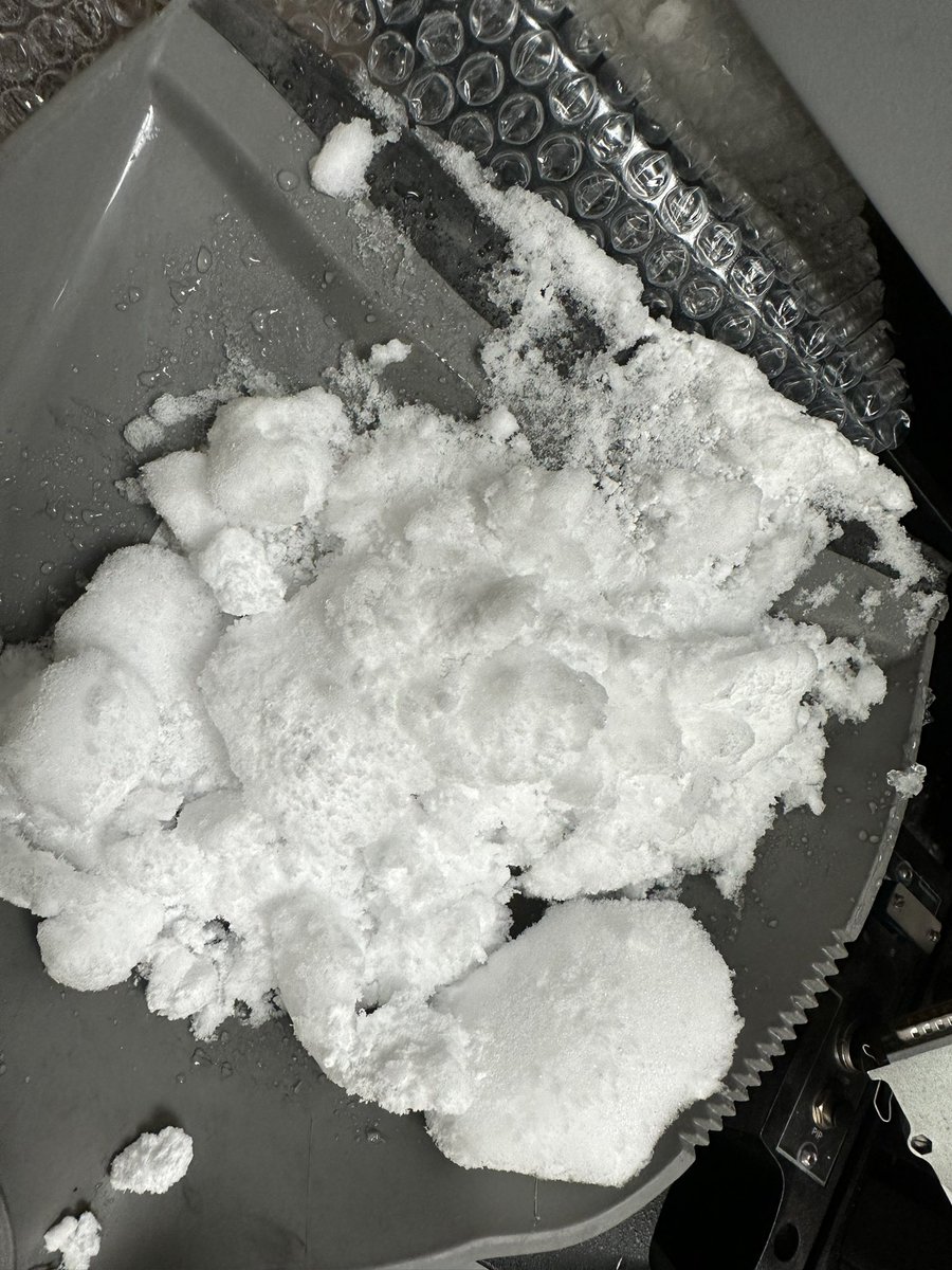 made a snowman with snow on the machine......