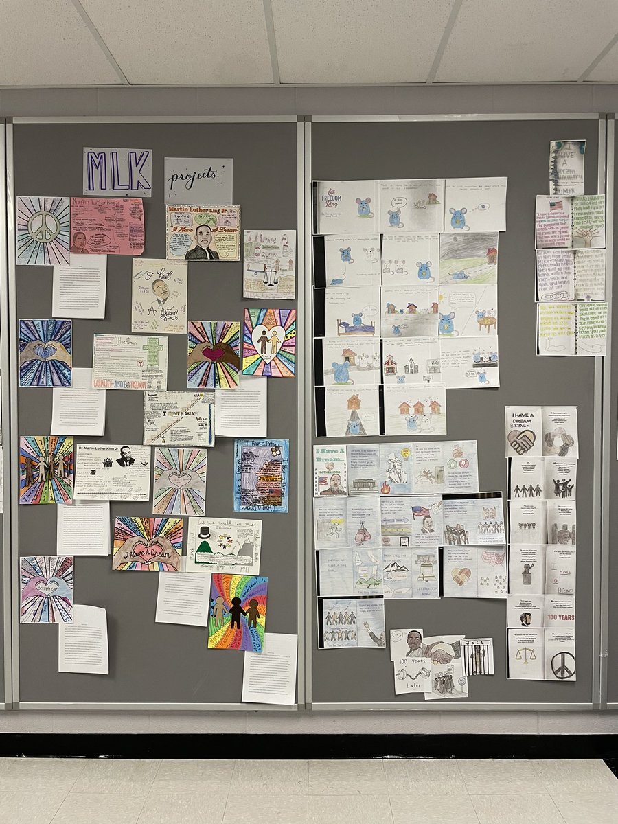 TeenTeacherLA's tweet image. Check out some of the #KruppELA #DreamProjects posted on the C-Hallway bulletin boards. #OtsegoKnights #WeHaveADream #MartinLutherKingJunior