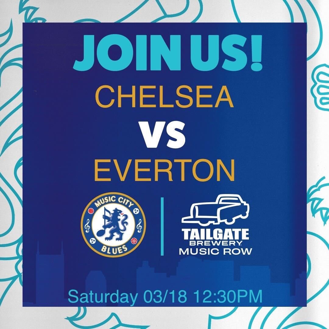Join us this weekend <a href="/TGBMusicRow/">TailGateBeerMusicRow</a>    as the Blues take on Everton in the EPL.  Kickoff is at 12:30pm.  Come early!!  <a href="/CFCInAmerica/">Chelsea In America</a> <a href="/southeastblues/">Southeast Blues ⭐⭐</a> #EPL