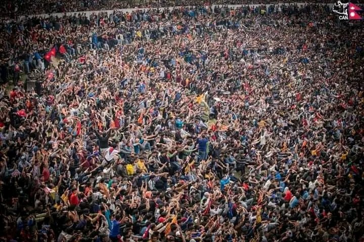 The crowed of Nepali fans after winning Nepal against UAE for ICC one day selection.
 Huge congratulations🇳🇵
