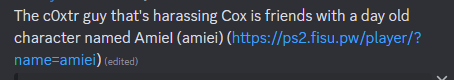 CaptainCoxPS2's tweet photo. having a now-banned hacker in their outfit and calling him their "nuke", having a history of making use of exploits, specifically harassing women in-game over prox chat, among countless other things. https://t.co/ZRWYZ3tPTX