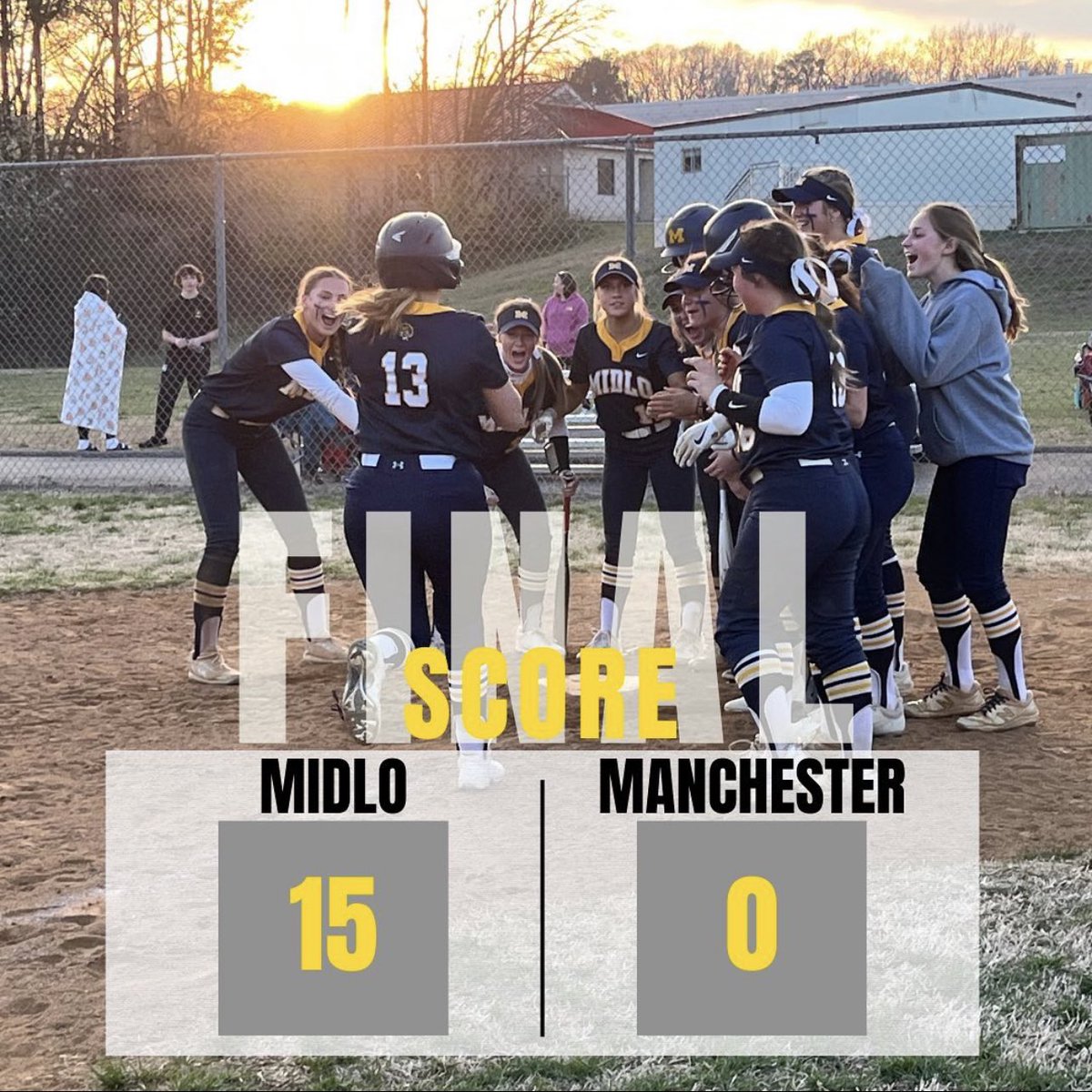 The Midlo Softball team sweeps the competition tonight beating Manchester 15-0 #midlo #softball