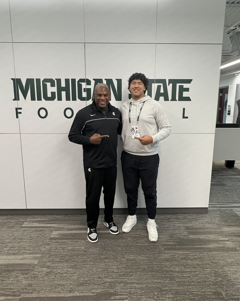 Had a great time in East Lansing on Tuesday! A huge thank you to @Coach_mtucker @CoachCKap @JayJohnsonFB @CoachLail @CoachGebhardt for having us down again!