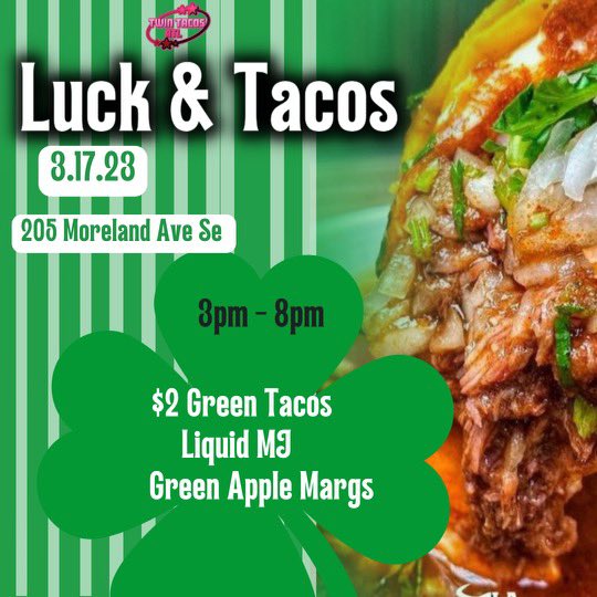 ChelseaMadeIt_'s tweet photo. Pull up on us this Friday for ST Pattys 🍀

.
.

#birriatacos #birriatacosatl #nationaltacoday #tacosatl #tacosatlanta #birriatacosatlanta #blackownedbusiness #atlfood #atlfoodies #atlfoodblogger #mexicanfood #mexicanfoodatlanta #pinktacos #stparticksday #stpatricksdayatl https://t.co/OB5GYE9GBb