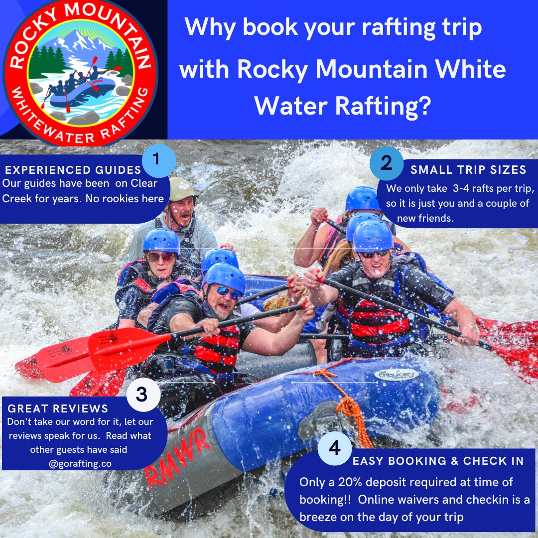 RockyMtRafting's tweet photo. Looking for a reason to reserve your summer rafting trip @RockyMtRafting ? Don't just take our word for it, check out what thousands of guest said about us at https://t.co/f1aDTEFCTf
#rmwr #gorafting #raftingneardenver #adventuretime #idahosprings #colorado #neardenver https://t.co/V91Mcilx92
