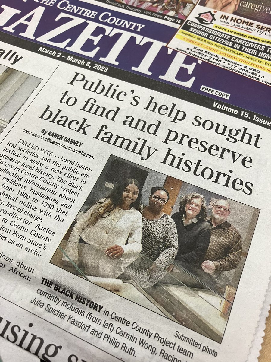 DearBroMalcolm's tweet photo. Centre County Gazette, Volume 15, March 2023. https://t.co/nHeeTk8Fsq
