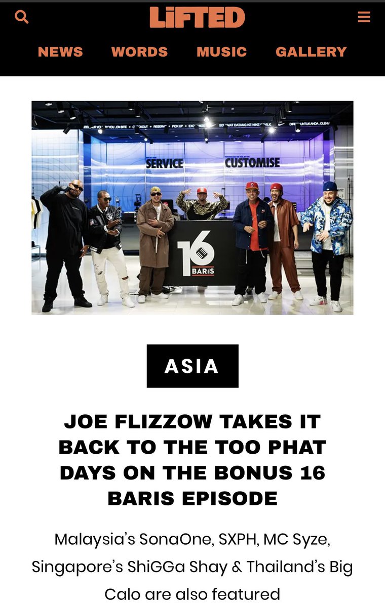 “Hip Hop rule 1288: When an OG talks, you listen.” - <a href="/liftedasia/">LiFTED Asia</a> <a href="/flizzow/">Joe Flizzow</a> x <a href="/ItsSonaOne/">SonaOne Kenobi</a> x <a href="/BigCalo/">BigCalo</a> x <a href="/mcsyze/">MC Syze</a> x <a href="/ShiGGaShay/">ShiGGa Shay</a> x <a href="/AMPGWorldwide/">AMPG Worldwide</a> x <a href="/DjCza/">DJ CZA</a> <a href="/16BarisOfficial/">16Baris</a> 

Read here ➡️ liftedasia.com/article/joe-fl…