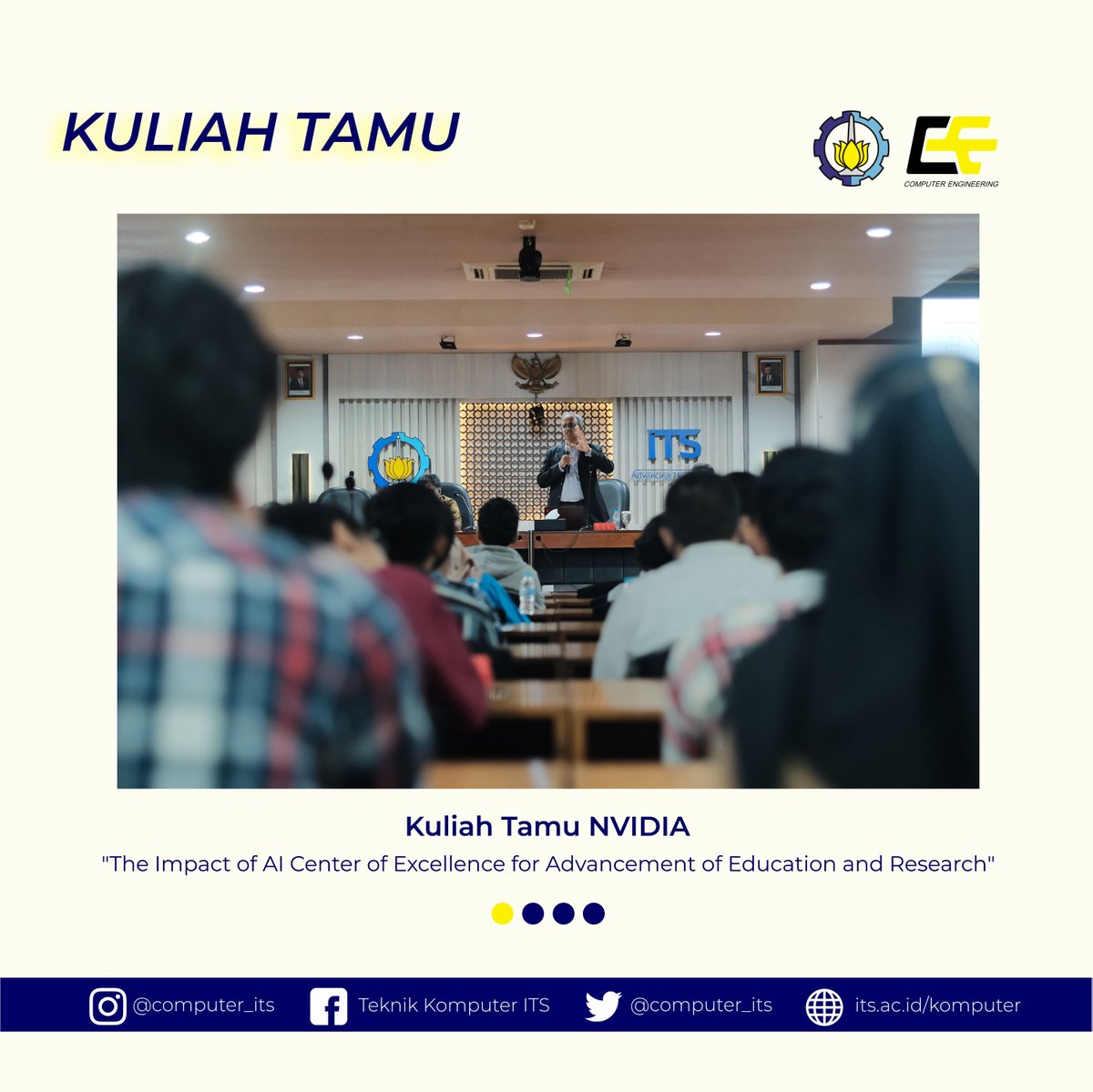 computer_its's tweet photo. Pada hari Selasa, 14 Februari 2023, dilaksanakan sebuah kuliah umum dengan tema "The Impact of AI Center of Excellence for Advancement of Education and Research". https://t.co/iqOGehHZs4