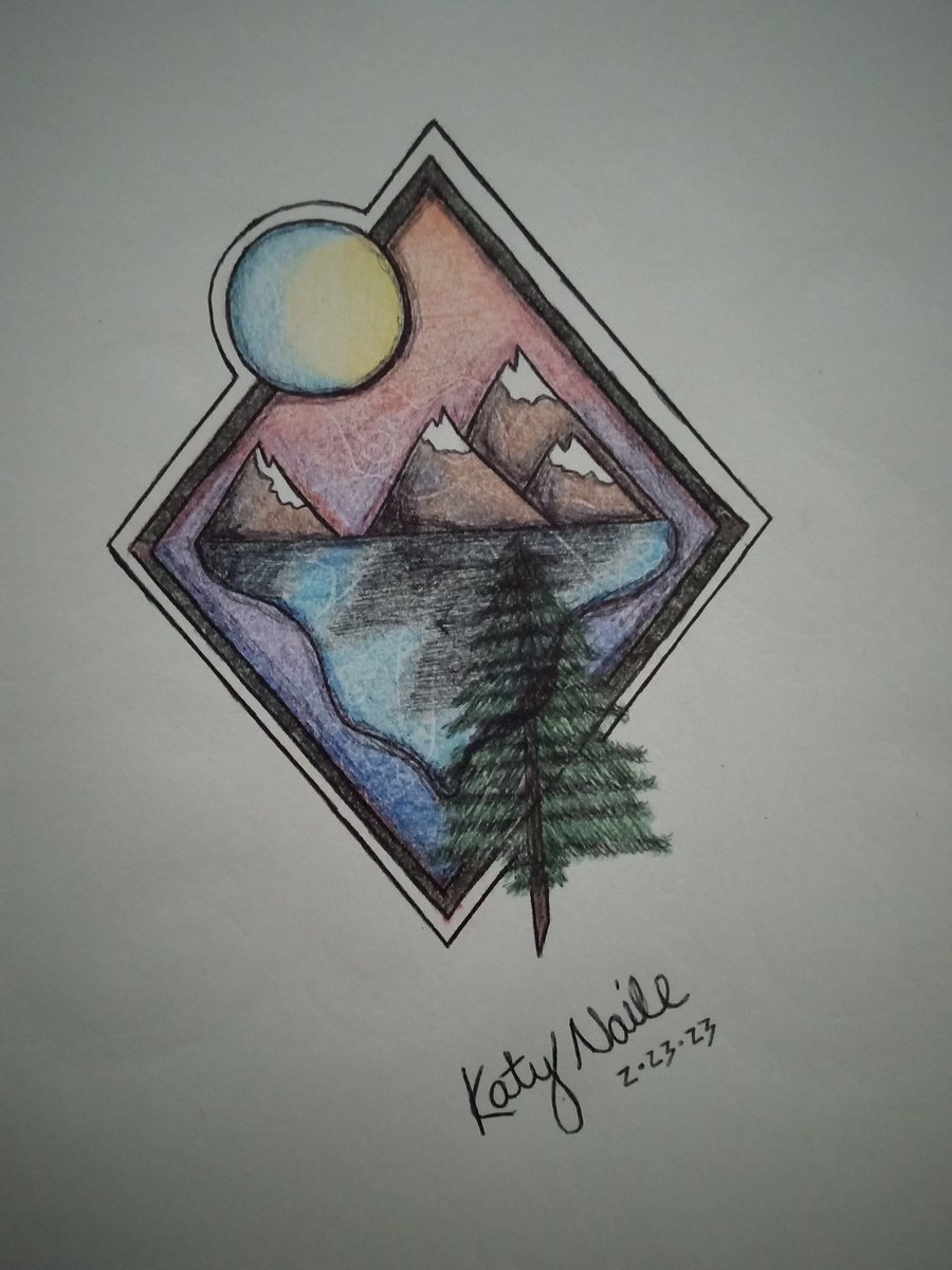 Title: Untitled/Creator: Katy Naile
#myart #drawing #sketchbook #drawingoftheday #artlife #mountains #mountainart #coloradoart