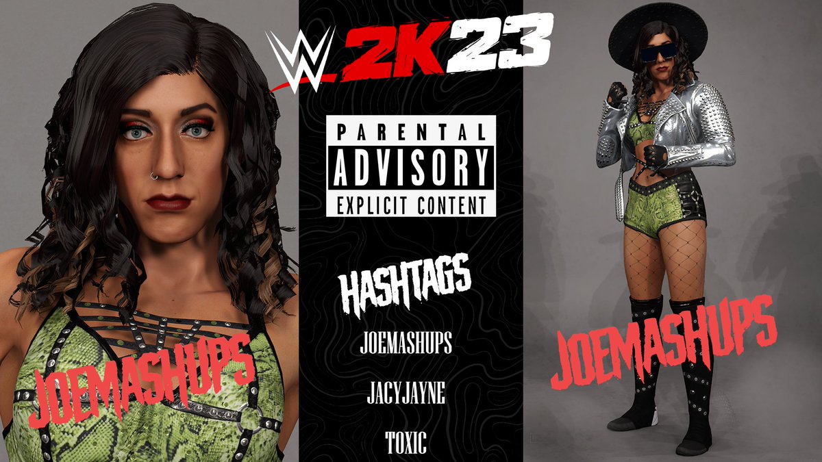 Jacy Jayne -Fixed Makeup- UPLOADED #WWE2K23 

Can be set as an Alt.

Hashtags:
JOEMASHUPS
JACYJAYNE
TOXIC