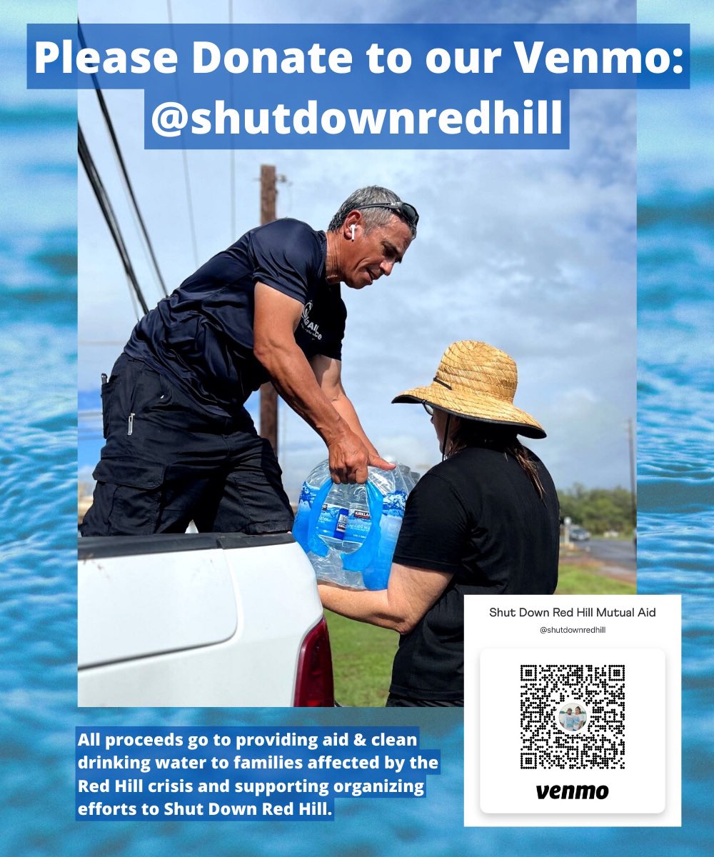 This Saturday, Mar. 18th from 10am-12pm, #ShutDownRedHill Mutual Aid Collective will be doing our monthly water distribution drive at Kapilina Beach Homes! We’ll be outside the entrance gate, at 5095 Iroquois Pt.

Look forward to seeing you!
#OlaikaWai #KuKiaiWai