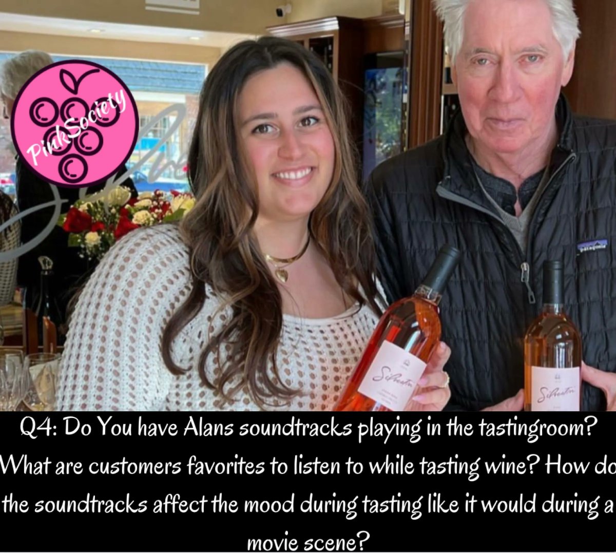 Q4: Do You have Alan’s soundtracks playing in the tastingroom? What are customer’s favorites to listen to while tasting wine? How do the soundtracks affect the mood during tasting like it would during a movie scene? #PinkSociety @silvestriwine @jflorez @_drazzari @boozychef