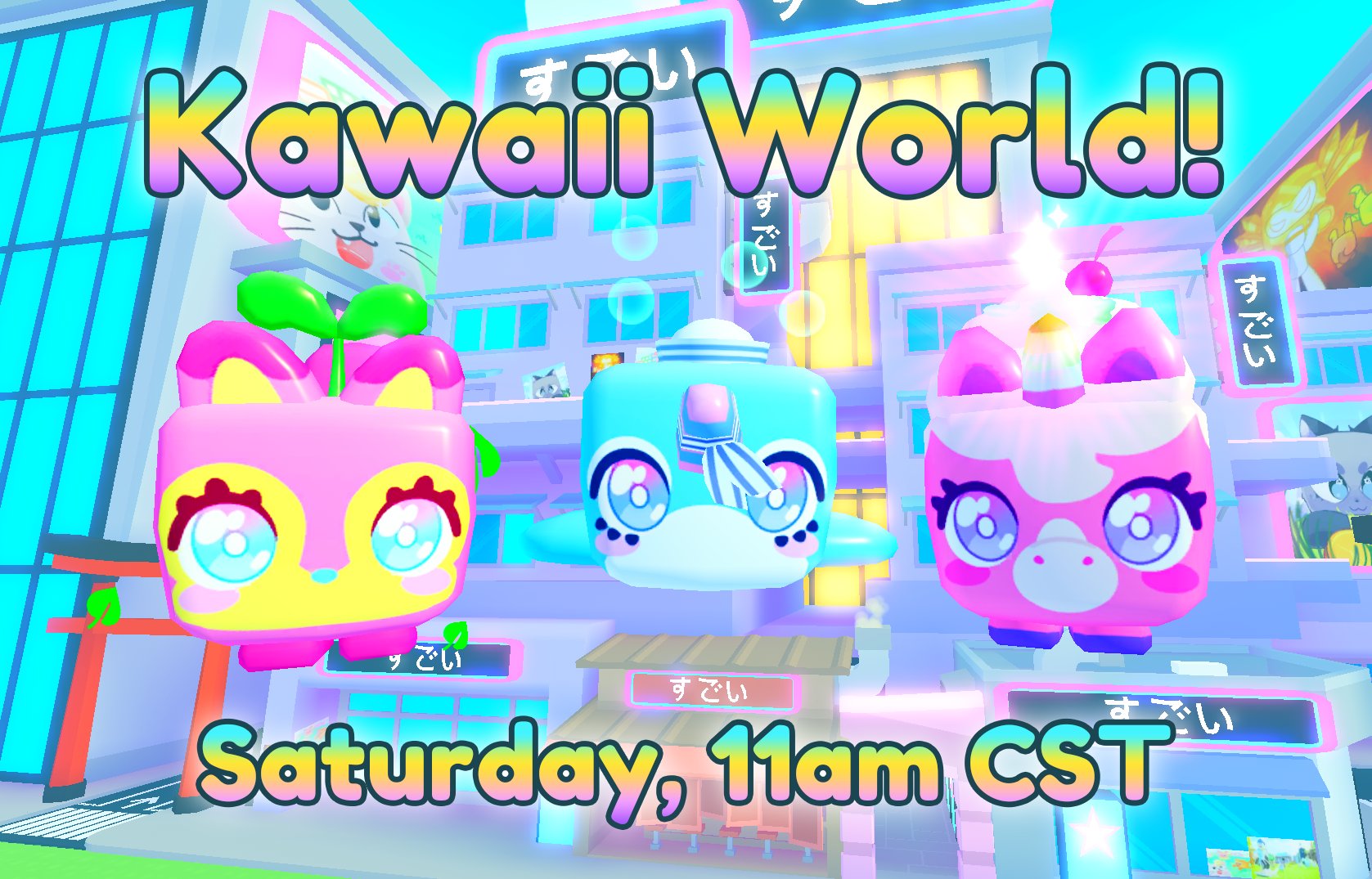 BIG Games on X: 😸 CUTEST WORLD EVER?! 🌸 🎉 To celebrate, we're giving  away 10 HUGE Kawaii Cats on Saturday @ 11am CST! 💖 Like & comment your  Roblox username! #PetSimulatorX