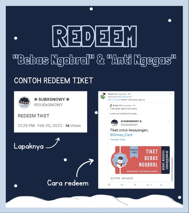 SUBxSNOWY's tweet photo. REDEEM TIKET BEBAS NGOBROL 17 MARET https://t.co/UdrGd8Y6b0