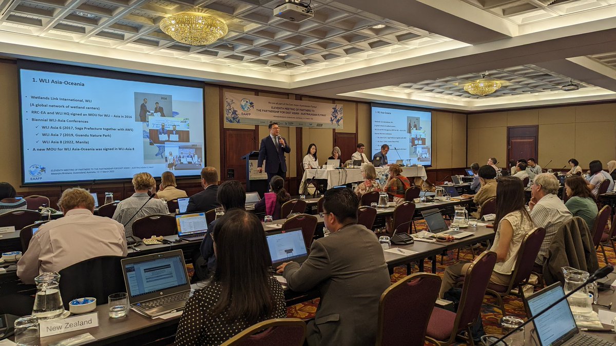 EAAFP's tweet photo. Last day of #EAAFP #MOP11 began with a recorded message from H.E. Ms. Clare Fearnley, former New Zealand Ambassador to China, and Mr. Suh Sheung Oh from #RRCEA to introduce #WLI at the plenary. https://t.co/j83IRNgQIE