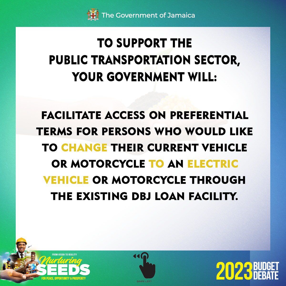 AndrewHolnessJM's tweet photo. To support the Public Transportation Sector, your Government will:
#JamaicaBudget2023 #SEEDSofPeace #SEEDSofOpportunity #SEEDSofProsperityπ―π² https://t.co/3RBKaX1vsU
