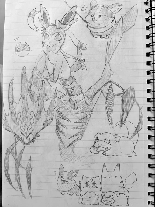 そのに。
ポケモンは甥と姪のリクエストで描いたやつ。 
