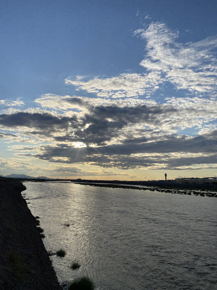 I’ve lived in Phoenix for 4 years &amp; tonight biking along the Rio Salado, I pedaled into an alternate universe….The Rio Salado through Phx is an actual river, flowing bank to bank after last night’s epic rains! Egrets. Herons. Cormorants. Life taking in an ephemeral moment.