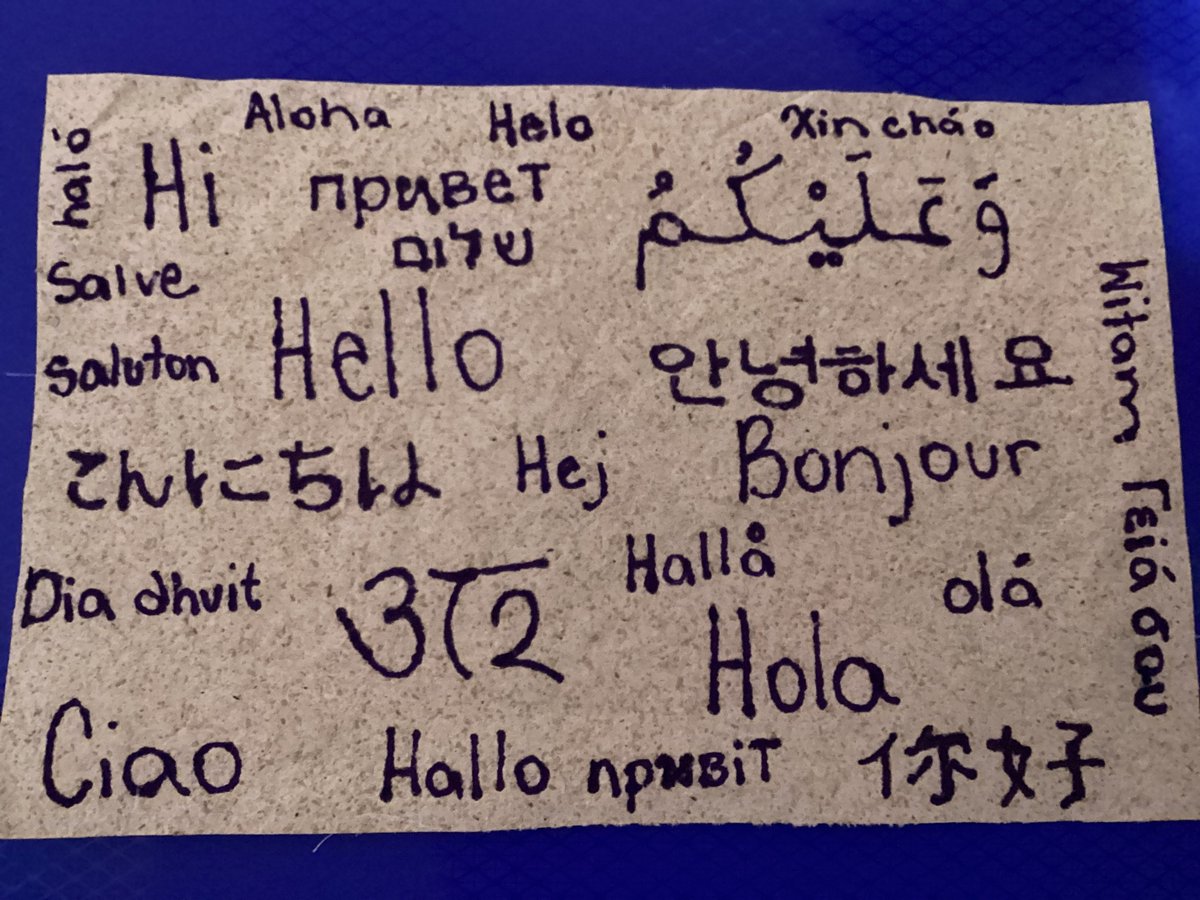 TheTeamPulp's tweet photo. @duolingo we can write on our paper in many different languages. https://t.co/H0rBqy8UHH