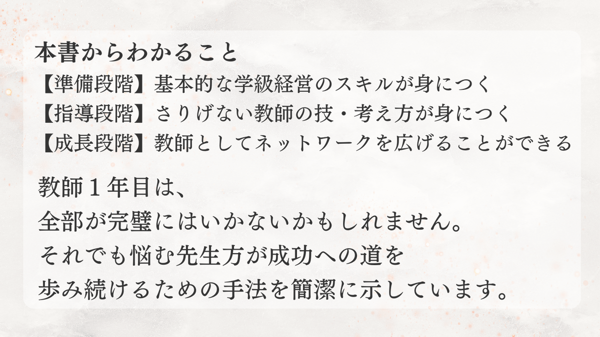 Toyokan_Shuppan's tweet photo. ＼ #春から教員 の方へ🌸／
『Your First Year
教師1年目「指導スキルの磨き方」』
を5名様にプレゼント🎁

■応募方法
① @Toyokan_Shuppan を
フォロー&amp;この投稿をRT
② #YourFirstYear を付けて
#教師1年目 に何を知りたいかなど
感じていることをツイート

■期間
3/17金〜3/26日
当選連絡はDMにて https://t.co/DqhFfiYr6T
