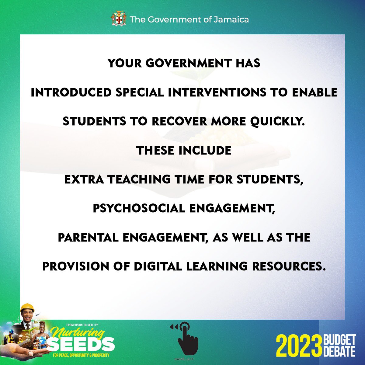 AndrewHolnessJM's tweet photo. Education and Skills:
#JamaicaBudget2023 #SEEDSofPeace #SEEDSofOpportunity #SEEDSofProsperityπ―π² https://t.co/EQweOWulVa