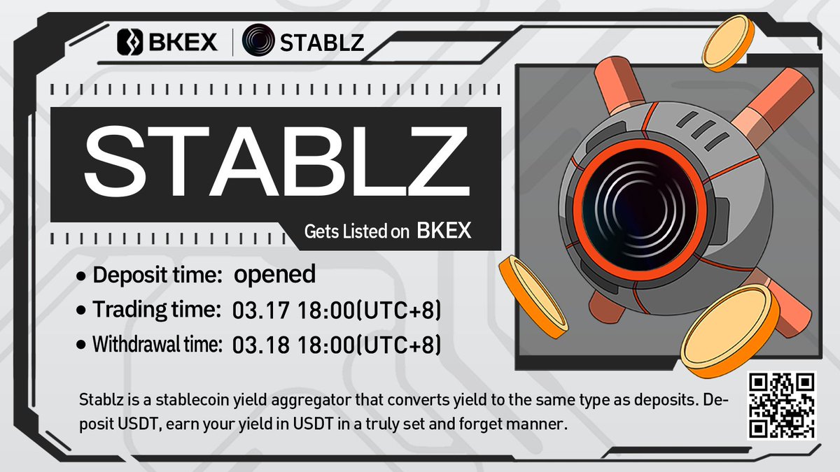 BKEXGlobal's tweet photo. 💯#BKEX New Listing | @Stablzone
#STABLZ/USDT will get listed on #BKEX
🔸Supported network: ERC20
🔸Trade: 18:00 on Mar. 17 (UTC+8)
⏭Details: https://t.co/jno75KNUL5
#Bitcoin #cryptocurrency #BKEXNewListing https://t.co/r6CzgpuB3R