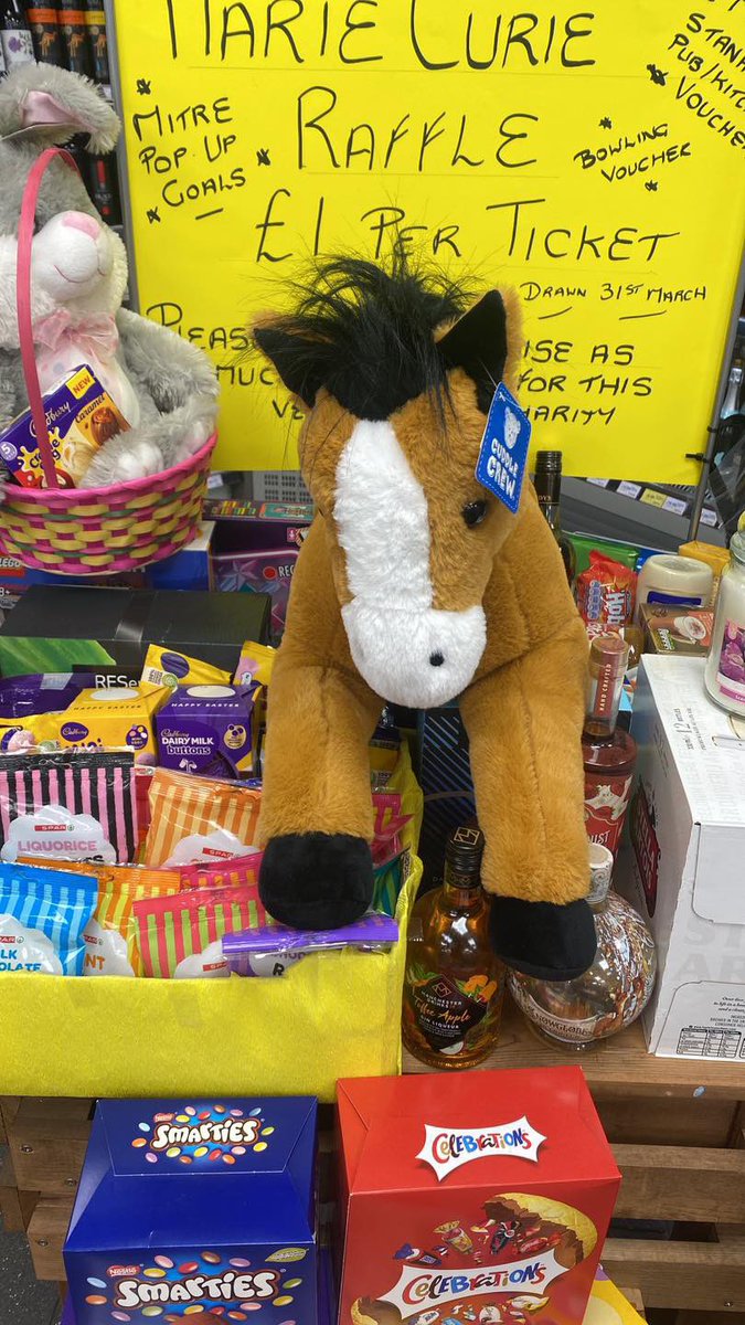spar_ossy's tweet photo. 🌼MARIE CURIE RAFFLE🌼 £1 a ticket

We have just received this amazing raffle prize to add to our list of prizes, a large cuddle pony 🌼 

Please help us as much as you can for this very worthy cause we are at £900 please help us to get to £1000 👏👏 @mariecurieuk 

Draw 31/03/23 https://t.co/hplgVZYXJr