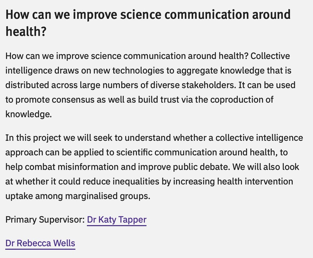 Katy Tapper (@katytapper) on Twitter photo Like to do a PhD? Studentships available <a href="/CityUniLondon/">Anna</a>. <a href="/wellsrebecca/">Rebecca Wells</a> and I would love to find a student interested in science communication. Deadline 14th April. city.ac.uk/prospective-st… @SciBeh <a href="/CityUniHealth/">School of Health & Medical (Clerkenwell)</a> Like to do a PhD? Studentships available <a href="/CityUniLondon/">Anna</a>. <a href="/wellsrebecca/">Rebecca Wells</a> and I would love to find a student interested in science communication. Deadline 14th April. city.ac.uk/prospective-st… @SciBeh <a href="/CityUniHealth/">School of Health & Medical (Clerkenwell)</a>