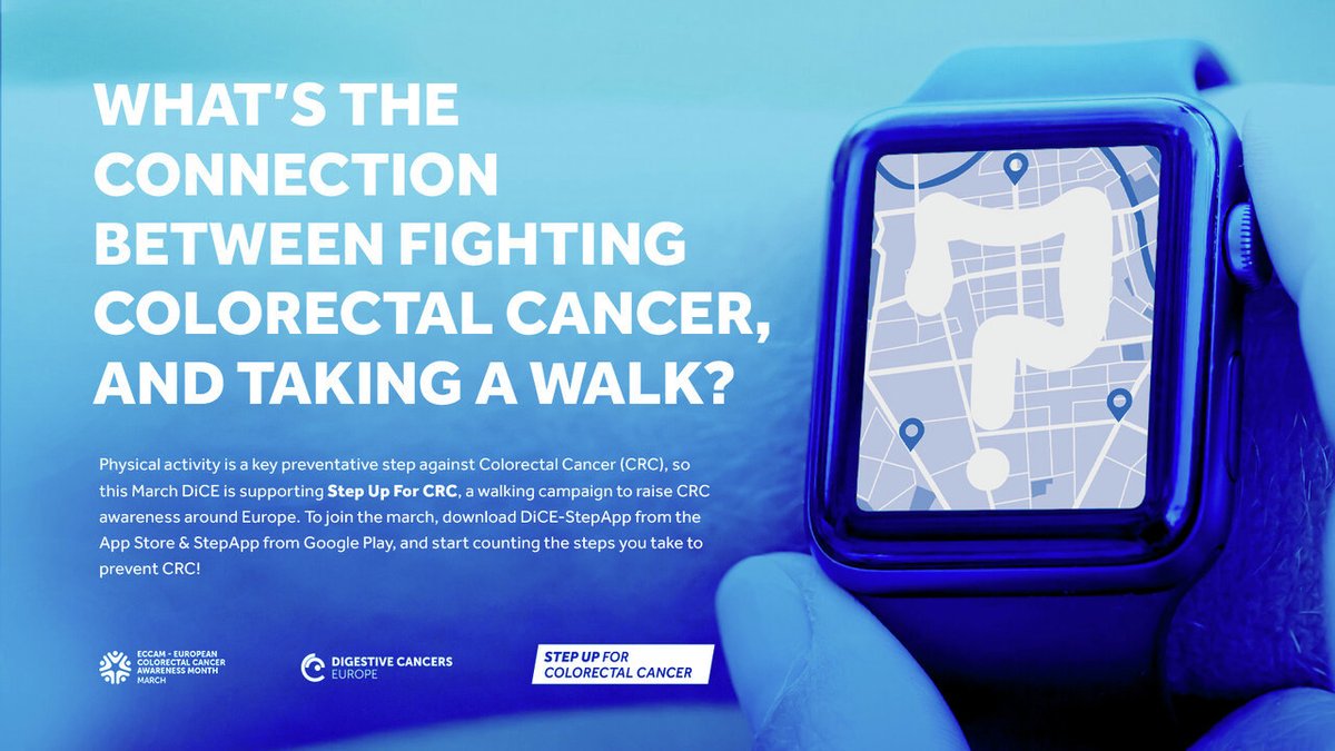 dice_europe's tweet image. For #ECCAM2023, DiCE is organising a virtual walkathon event all around Europe! Everyone’s welcome, whether you have CRC, know someone with CRC, or just want to get involved in taking steps to prevent #CRC.

#StepUpforCRC NOW by downloading our APP▶️ ECCAM2023.digestivecancers