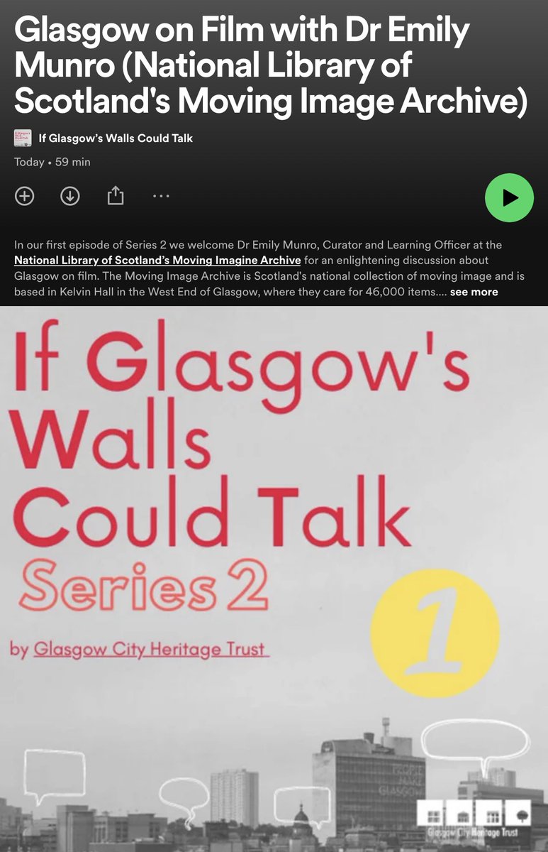 Niall Murphy (@murphyniallgla) on Twitter photo Morning from #Glasgow 👋! Series 2 of the <a href="/GlasgowHeritage/">Glasgow City Heritage Trust</a> #IfGlasgowsWallsCouldTalk podcast launches today and we’re super excited😊! First up, I’m talking to <a href="/ellomunro/">Emily @emilymunro.bsky.social @smugafgardening /IG</a> of <a href="/nlskelvinhall/">National Library of Scotland at Kelvin Hall</a> about the Moving Image Archive and it’s images of Glasgow👂👇😉👍!
open.spotify.com/episode/19qWUH… Morning from #Glasgow 👋! Series 2 of the <a href="/GlasgowHeritage/">Glasgow City Heritage Trust</a> #IfGlasgowsWallsCouldTalk podcast launches today and we’re super excited😊! First up, I’m talking to <a href="/ellomunro/">Emily @emilymunro.bsky.social @smugafgardening /IG</a> of <a href="/nlskelvinhall/">National Library of Scotland at Kelvin Hall</a> about the Moving Image Archive and it’s images of Glasgow👂👇😉👍!
open.spotify.com/episode/19qWUH…