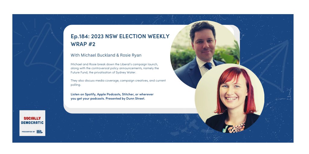 Dunn_Street_'s tweet photo. This week @StiofanDonnelly is joined by @McKellInstitute CEO, @Mick_Buckland, and the @CPSUnion's, Rosie Ryan, for our 2nd #NSWelection recap. 

Check out Socially Democratic:  https://t.co/CFFlruzRGm

#auspol #nswpol #futurefund #sydneywater #NSWvotes https://t.co/wKIBR0m1zM