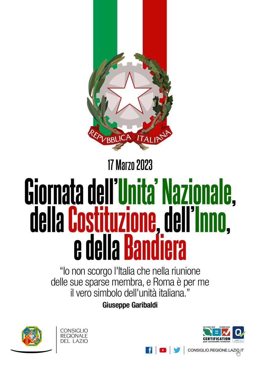 Buona giornata dell'Unità Nazionale, della #Costituzione dell'Inno e della #Bandiera 🇮🇹🇮🇹🇮🇹
#17marzo