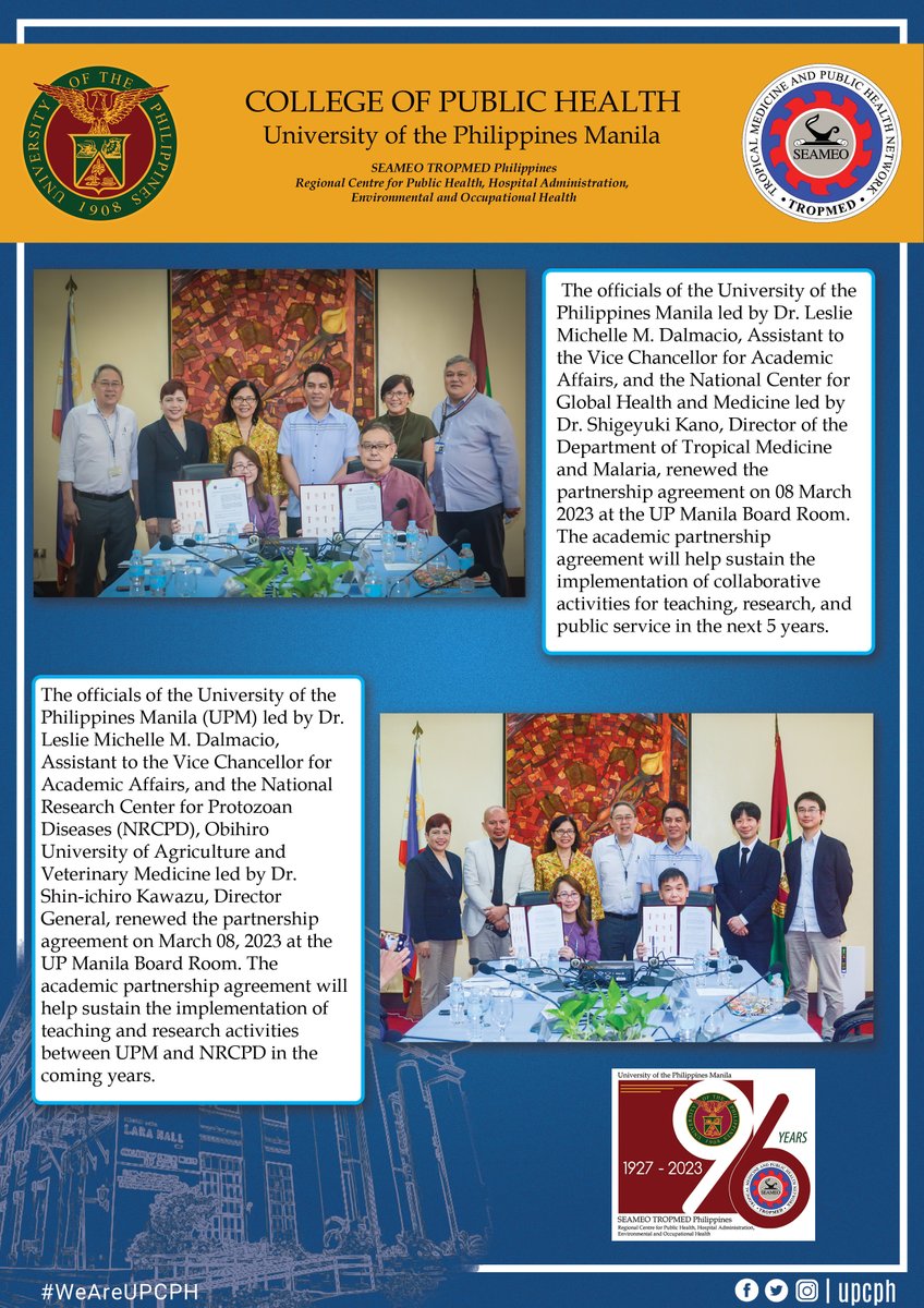 UPCPH's tweet image. Academic partnership agreement meeting to help sustain the implementation of teaching and research activities between UPM and NRCPD in the coming years.
