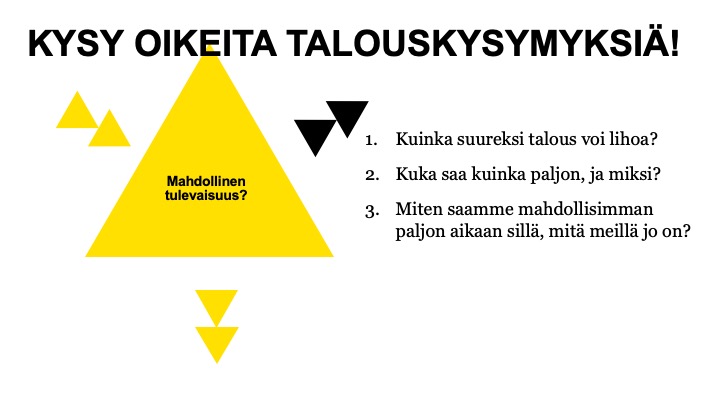 Millaisia kysymyksiä meidän on tärkeä pohtia silloin, kun tavoitteena on reilu ja kestävä talous?🌍🌱

@LassiLinnanen @unilut nostaa tärkeitä kysymyksiä #tulevaisuuskolmio'n avulla📐
 
#heräämö #taloudentulevaisuus