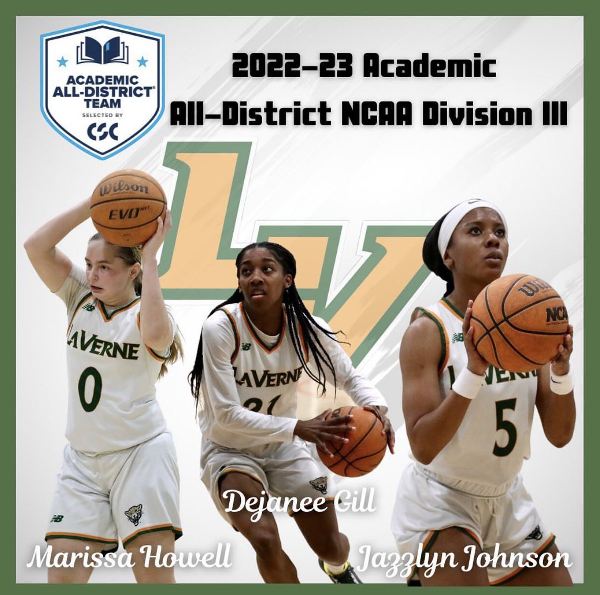 Dejanee Gill, Marissa Howell And Jazzlyn Johnson Named To The 2022-23 CSC Academic All-District Academic All America Team

@ULVAthletics <a href="/ULVLeopardsWBB/">ULVwbb</a>