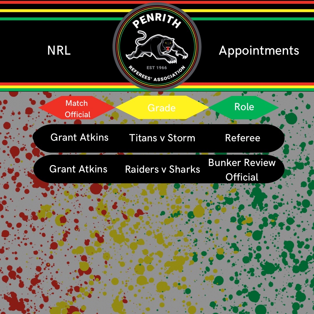 penrithreferees's tweet photo. APPOINTMENTS ALERT
Junior rep and NSWRL High Performance 

Congratulations to Will Flint who will make his Harold Matthews Debut as referee! 

Also congratulations to James Fitzgerald who will make his SG Ball Debut as touch judge! https://t.co/buhLAm1soo