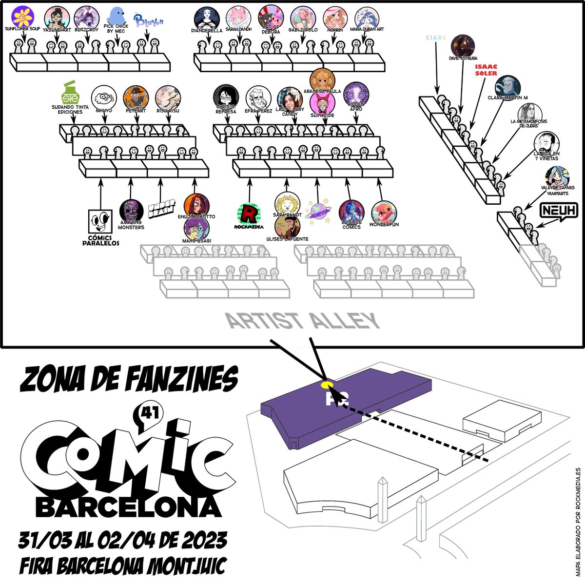 En dos semanitas nos vemos en el @41comicbcn y para que luego no nos digais que no encontrasteis la zona de fanzines os lo ponemos bien facilito... al fondo a la derecha. Ni más ni menos que 37 stands con lo mejorcito del panorama fanzinero, os esperamos!!