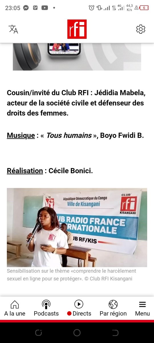 L'honneur était notre d'être l'invitée de l'émission les #ClubsRFI, une émission de la <a href="/RFI/">RFI</a> qui parle des initiatives de ses clubs à travers le monde.A ce numéro,le regard est tourné au #ClubRFIKisangani .
Lire l'émission en podcast 👇
rfi.my/9Emr