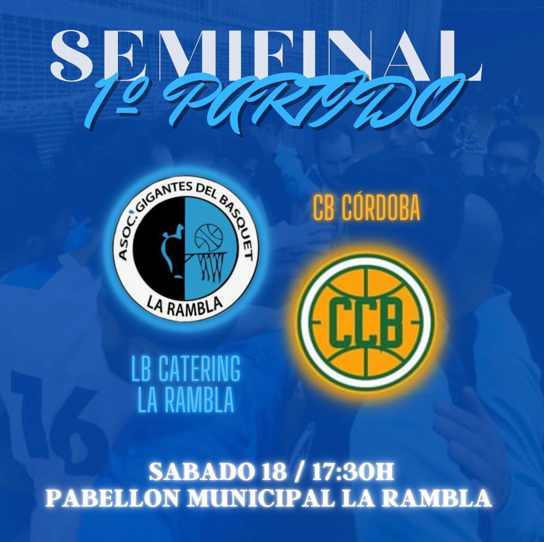 Buenas Dias Rambleños!
Tras ganar el sábado pasado en casa el 3º partido de los cuartos de final ante <a href="/cbalyussana/">C.B. Al-Yussana</a> y pasar a semifinales, Esta semana jugaremos el 1º partido de semifinales ante el <a href="/cordobacb/">Córdoba Club de Baloncesto</a> el sábado 18 a las 17:30h en el Pabellón Municipal de La Rambla.
